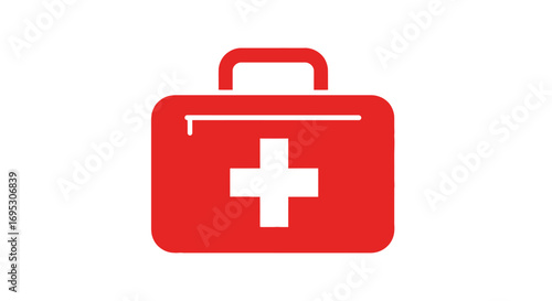 Red first aid kit symbol with a white cross representing emergency medical care and safety