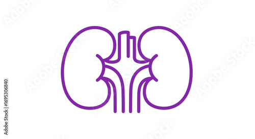 Minimalist Purple Kidney Icon for Medical and Health Designs