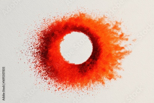 Abstract orange circle explosion on white