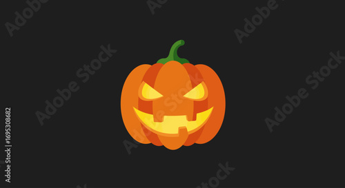 A grinning jack-o'-lantern glows against a dark background.