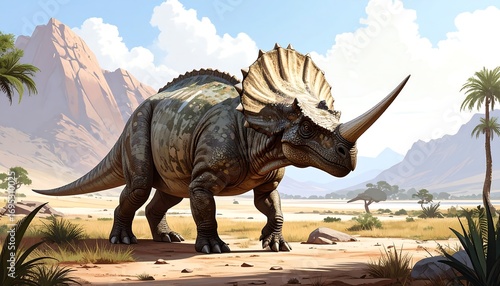 Dinosaur in a desert landscape