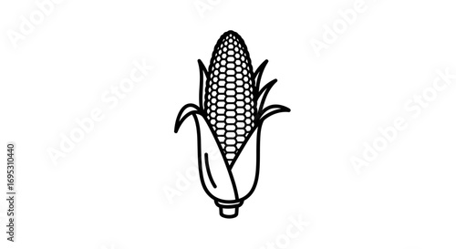simple corn illustration black and white maize design element