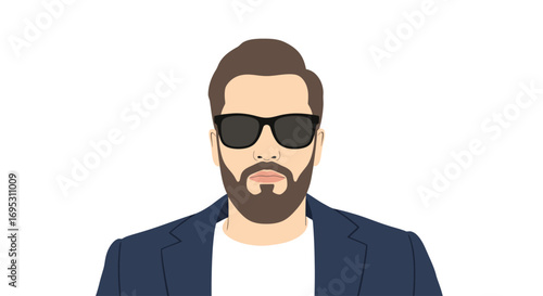 stylish man, beard, sunglasses, business, portrait, avatar, icon, cool, modern, professional