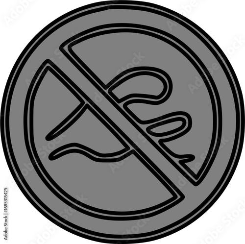 No swimming sign in gray color, prohibition symbol.