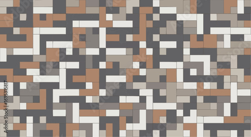 Abstract geometric mosaic pattern design in neutral earth tone colors for background and wallpaper texture use vector