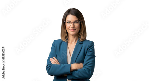 Professional woman portrait business attire confident leader corporate headshot female executive isolated black on transparent background