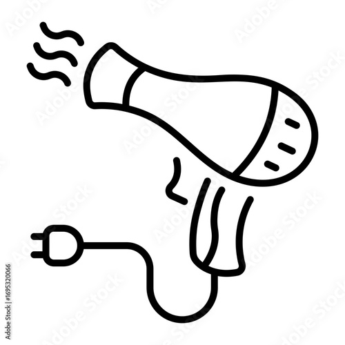 Linear style icon representing a hair dryer