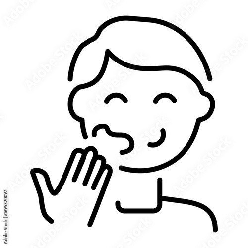 Line icon depicting a person applying facial cream