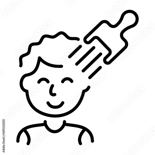 A line style icon showing a hair picker