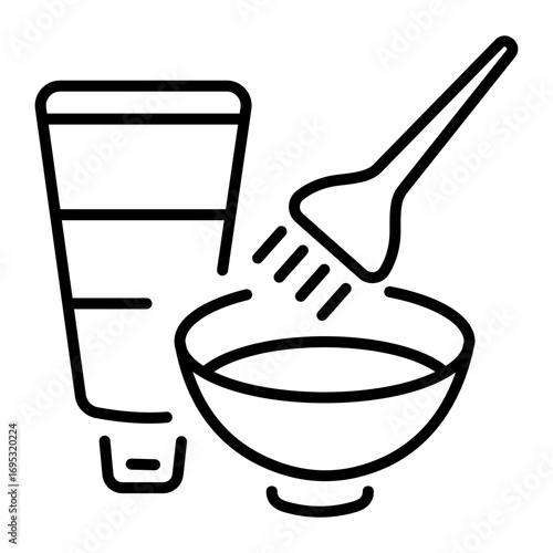 A line style icon depicting hair dye