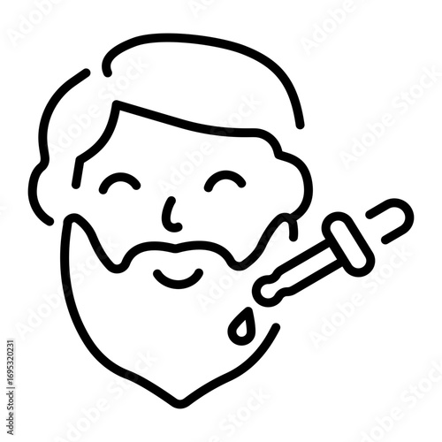A line style icon depicting beard oil