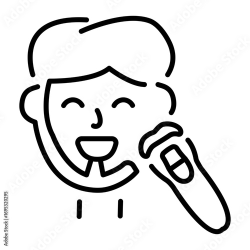 A linear icon representing an electric razor