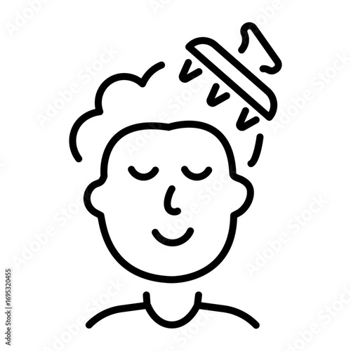 Line style icon showing a scalp massager
