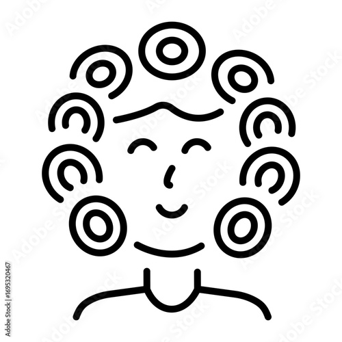 A line style icon showing a hair roller