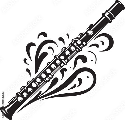 Black and white vector graphic of a musical instrument trumpet
