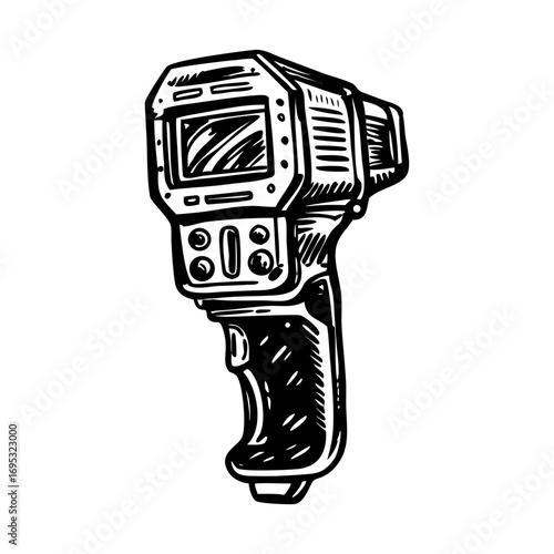 A sketchy style illustration showing a scanner