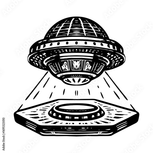 A glyph style illustration representing a holographic projection