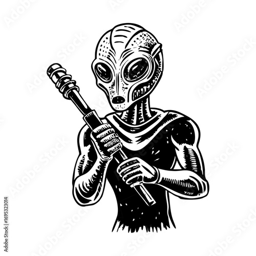A vintage style illustration depicting a stun rod