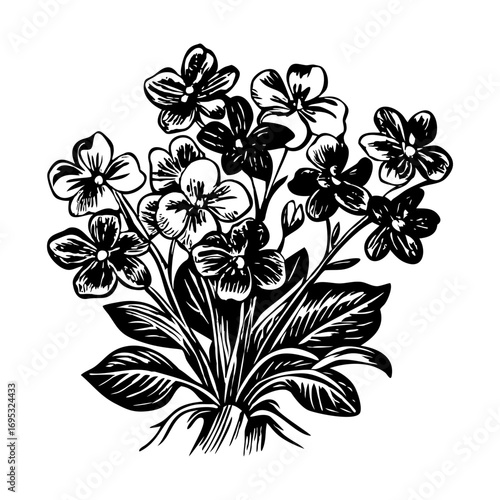 A vintage style illustration showing wild violets