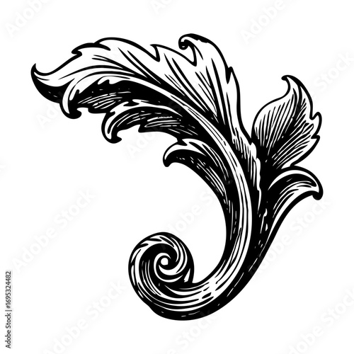 A sketchy style illustration representing baroque leaf