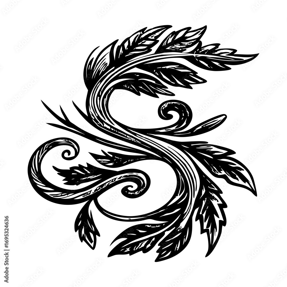 Obraz premium A glyph style illustration depicting fine tendrils