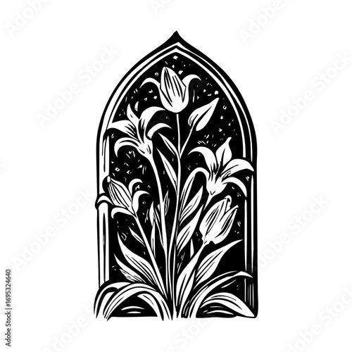 A sketchy style illustration representing lilies