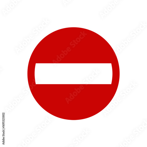 Universal 'No Entry' graphic symbol, a bold red circle with a contrasting white horizontal bar, effectively conveying prohibition and restricted access