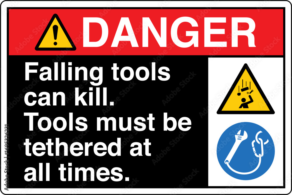 Obraz premium 22 DANGER Falling Tools Can K...