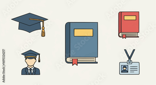 Find education resources graduation books and academic id cards for students and researchers online now vector