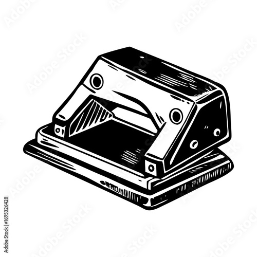 A glyph style illustration representing a hole puncher