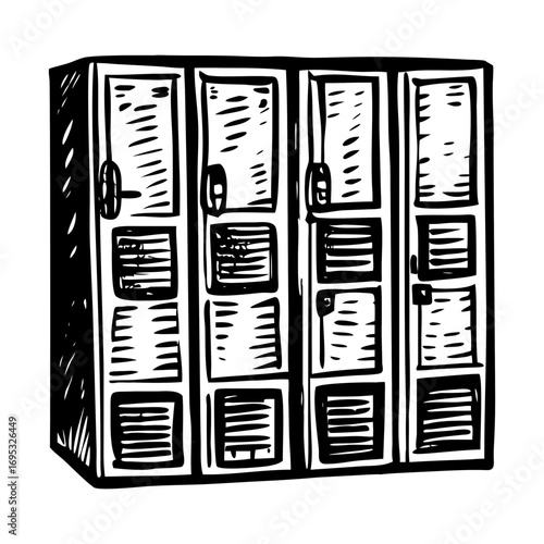 A sketchy style illustration showing a school locker