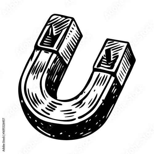 A glyph style illustration representing a magnet