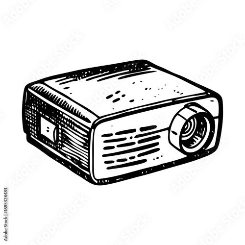 A sketchy style illustration showing a mini projector