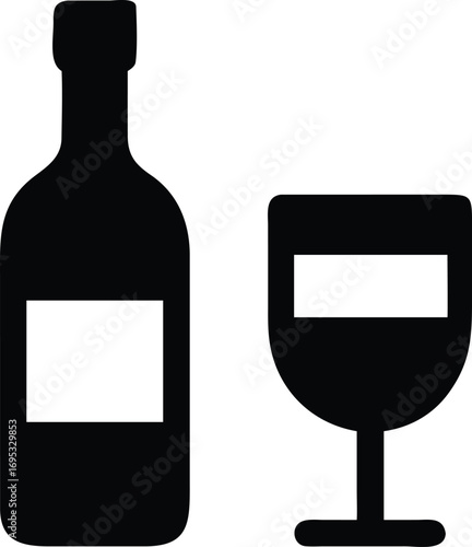 Elegant silhouette of a wine bottle and glass, ready for a celebration or quiet moment