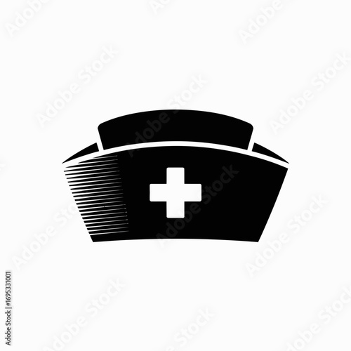 Nurse Cap Icon with Medical Cross Symbol