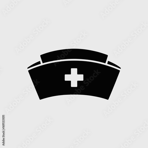 Nurse Cap Icon with Medical Cross Symbol