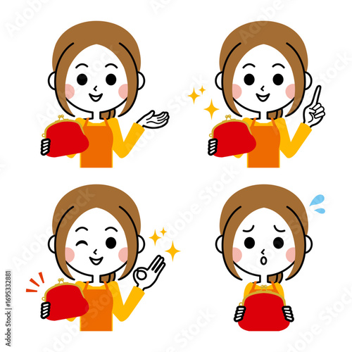 やりくり上手の主婦のイラストセット
