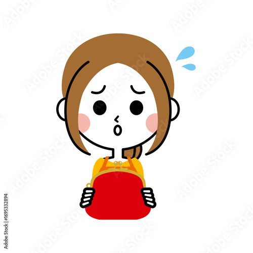 家計のやりくりに悩む主婦のイラスト