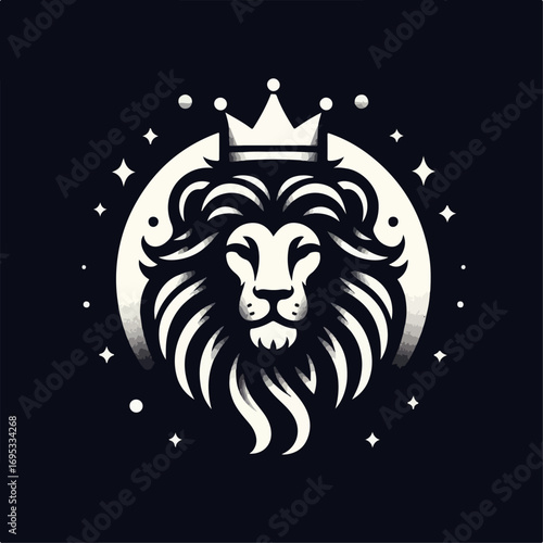 vector illustration of a lion logo wearing a king's crown