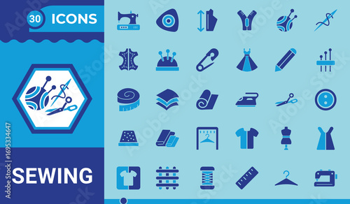 Needlework and Sewing solid icon set. Includes as tailor,dressmaking,scissors, pin cushion, needle icons and more.Clothing best icon. fashion  vector collection.