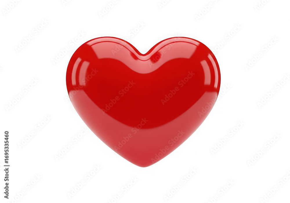 Fototapeta premium A glossy, vibrant red heart symbol, isolated on a pure transparent background