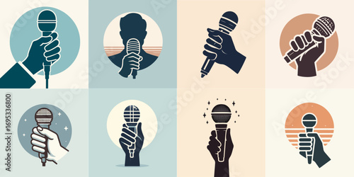 illustration of a set of hands holding a microphone