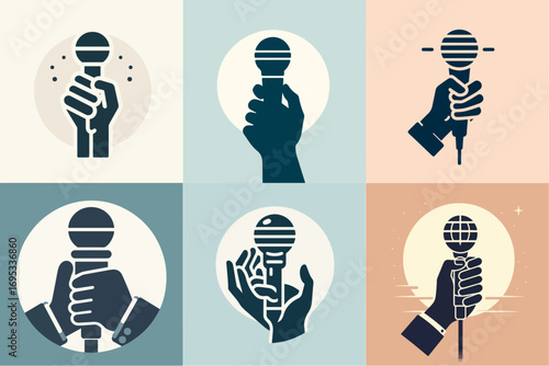 illustration of a set of hands holding a microphone