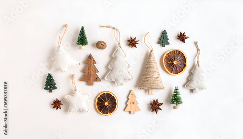 Handmade Christmas Ornaments Flat Lay