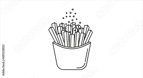 Crispy fried potato sticks illustration in a minimal vector style with smoke elements