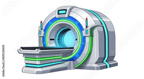 Futuristic medical imaging device illustration depicting healthcare technology advancement