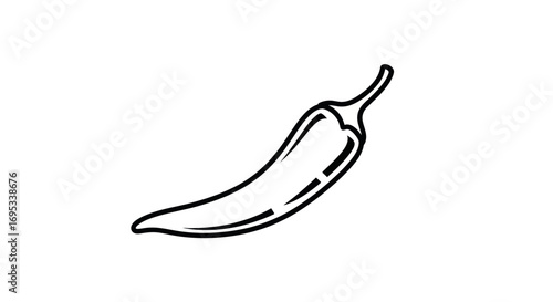 Minimalist drawing of a spicy chili pepper isolated on a white backdrop ready for culinary designs