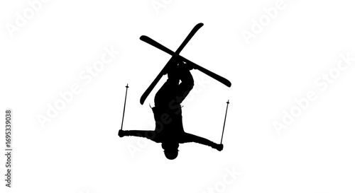Silhouette of a freestyle skier performing a backflip showcasing athletic prowess and winter