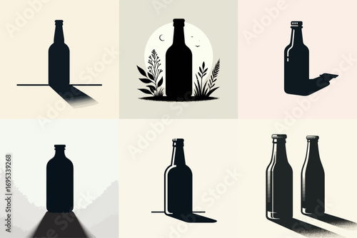 black silhouette bottle set vector illustration