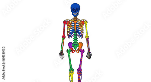 Vibrant skeleton artwork showcasing a playful educational approach to human anatomy learning